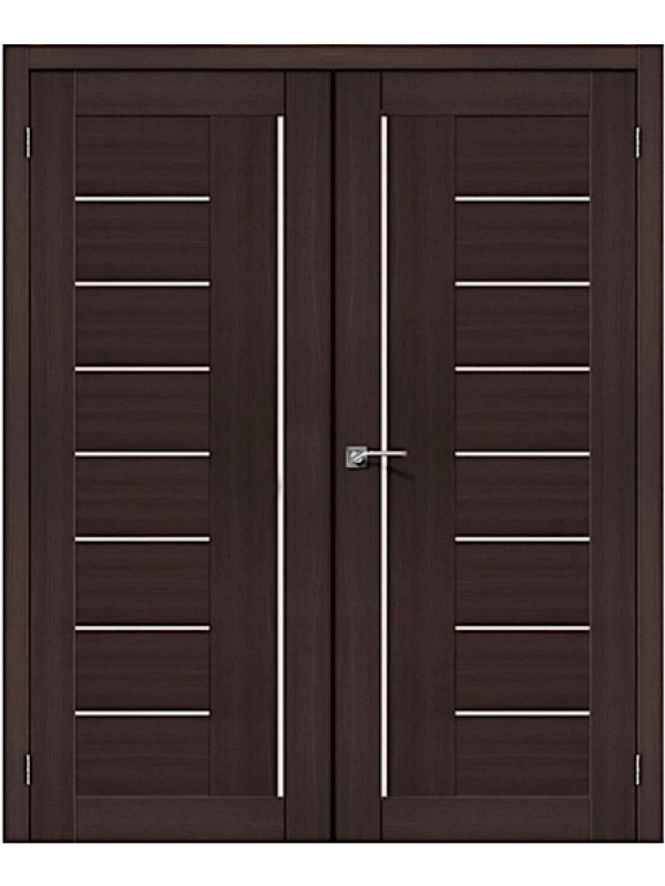 Межкомнатная двустворчатая дверь экошпон Браво-29 Wenge Melinga со стеклом