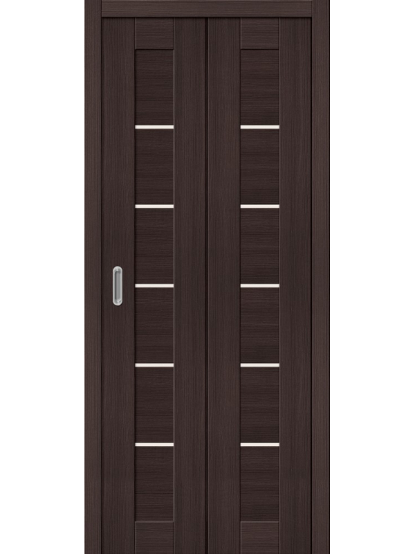 Межкомнатная складная дверь экошпон Браво-22 wenge melinga со стеклом