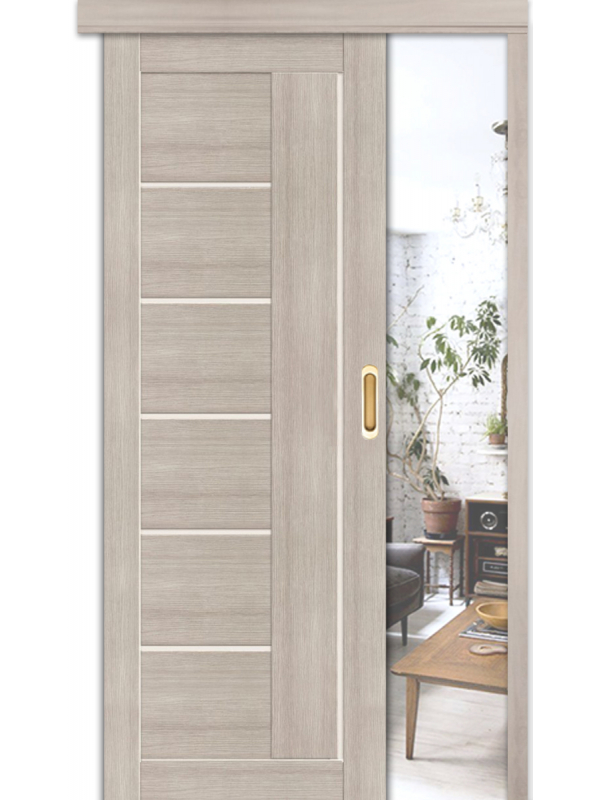 Межкомнатная раздвижная дверь экошпон Браво-29 остекленная Cappuccino Melinga 