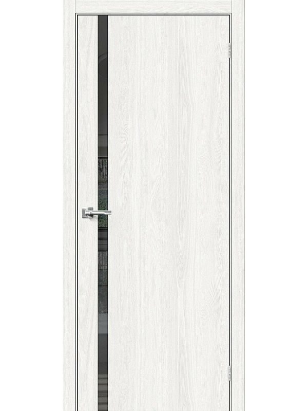 Межкомнатная дверь экошпон Браво-1.55 White Dreamline со стеклом Mirox Grey