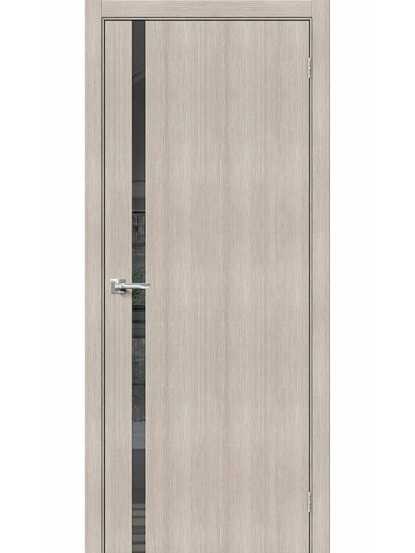 Межкомнатная дверь экошпон Браво-1.55 Cappuccino Melinga со стеклом Mirox Grey
