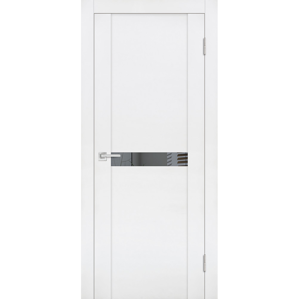 Межкомнатная дверь Софт тач ПСТ-3 белый бархат со стеклом Зеркало тонированное