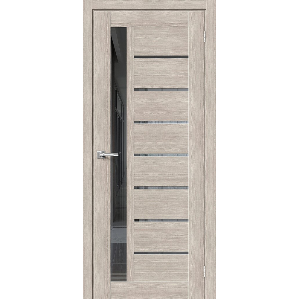 Межкомнатная дверь экошпон Браво-27 Cappuccino Melinga со стеклом Mirox Grey
