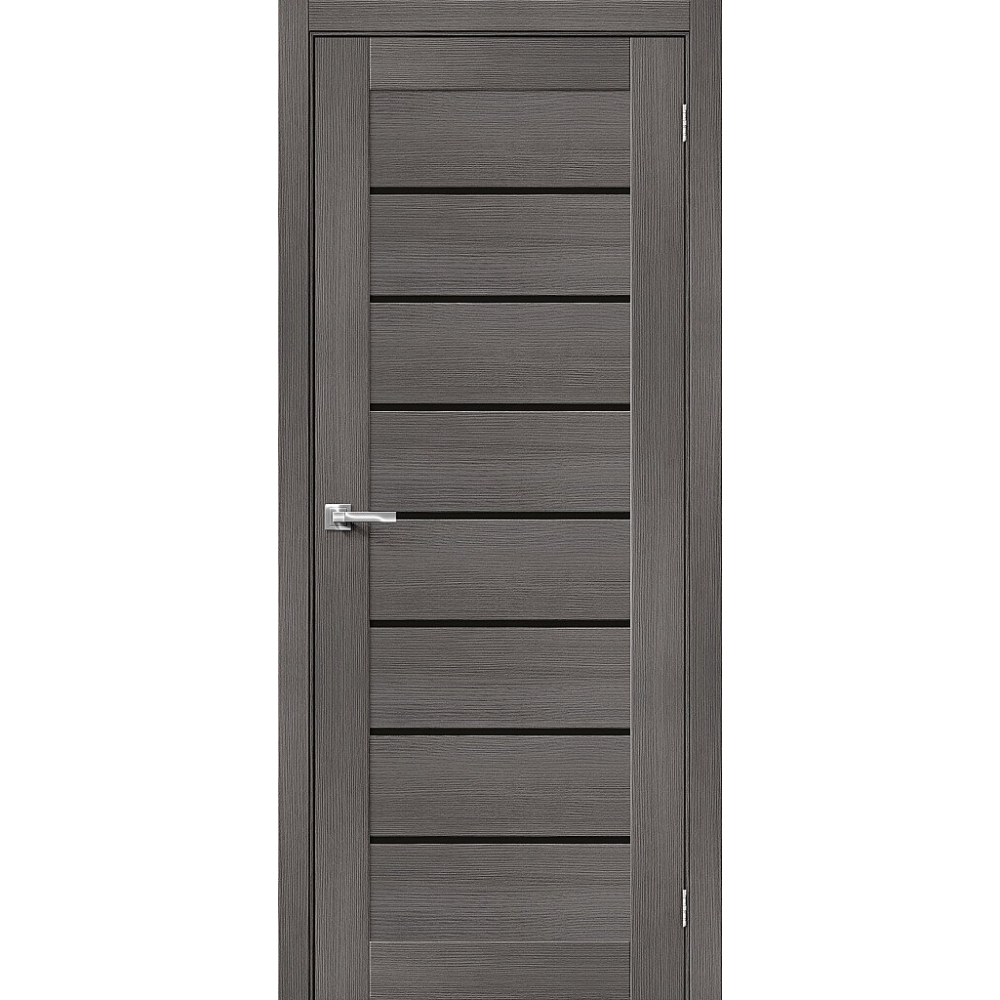 Межкомнатная дверь экошпон Браво-22 Grey Melinga со стеклом Black Star