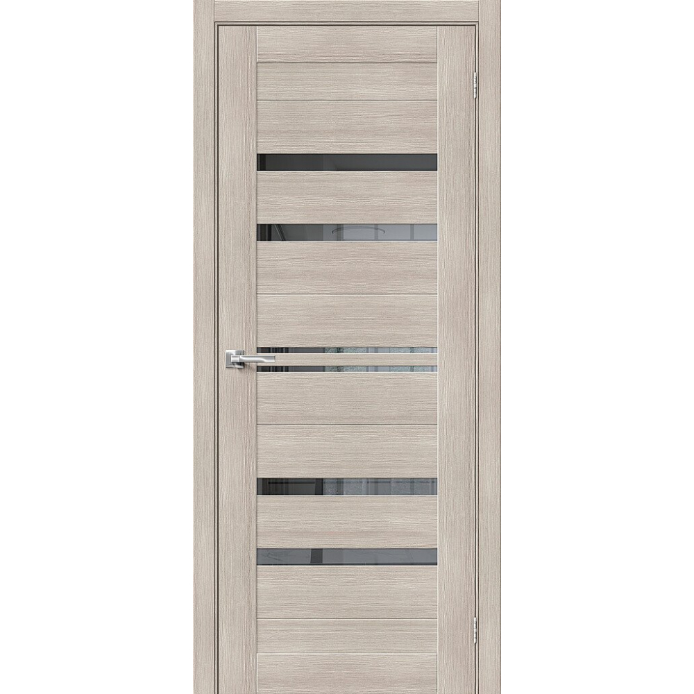 Межкомнатная дверь экошпон Браво-30 Cappuccino Melinga со стеклом Mirox Grey